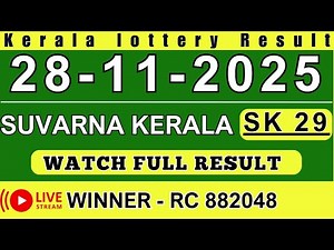 KERALA SUVARNA KERALAM SK-29 KERALA LOTTERY RESULT 28.11.25 | LIVE KERALA LOTTERY RESULT TODAY.