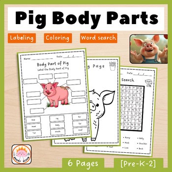 Pig Body Parts | Farm Science | Kindergarten Labeling | Livestock | Worksheet