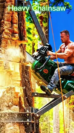WAIT 🚨 Extreme Tree Cutting from Above#shorts#chainsaw#treecutting#stihl#fa9la#viral#satisfying#epic