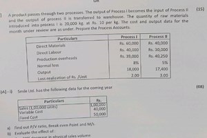 A product passes through two processes. The output of Process I... | Filo