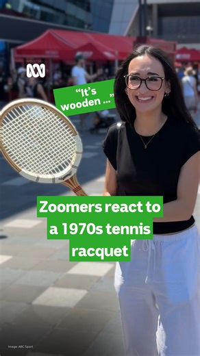 What do Zoomers make of a 1970s tennis racquet? 😂 It's Evonne Goolagong Cawley day at the Australian Open, so we brought a wooden racquet she would have used to Melbourne Park... some of the younger fans were a bit baffled! 🎾 Catch all the action from the Australian Open this summer, live and ad-free. Just look for the tennis button on the ABC listen app: https://www.abc.net.au/listen/live/sport | ABC Sport
