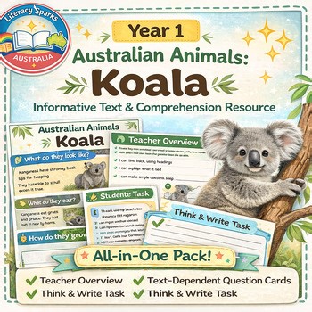 Year 1 Australian Animals: Koala Informative Text, TDQs & Student Task