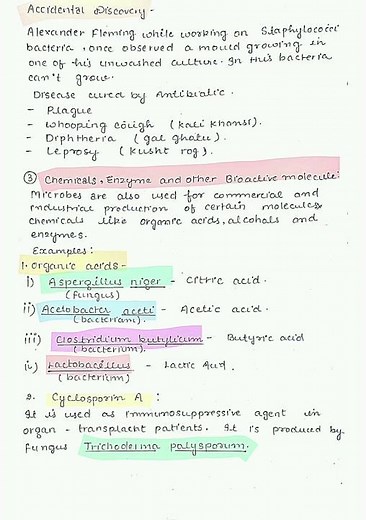 Microbes in Human Welfare Handwriting Notes Pdf For Neet Board Exam Class 12th Biology