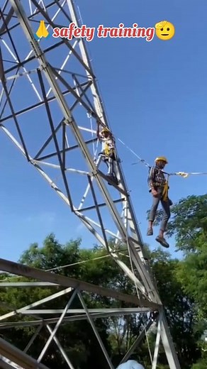 Tower stringing safety training 🫡😯😱👍🙏 #tower #tecnician #electrician #videosvirales #fbpost2025シ | Harish Das