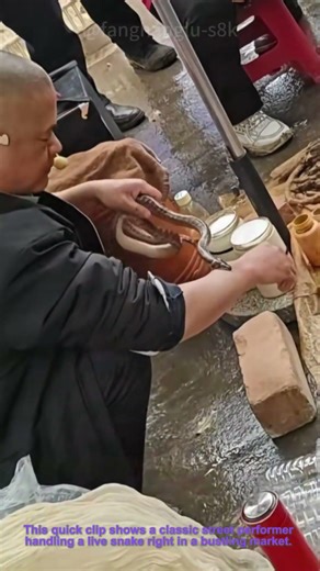 Street Performer Handles Live Snake | Classic Street Talent
