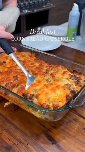 Cornbread Breakfast Casserole. If comfort food had a breakfast version, this would be it 🤎 Fluffy cornbread baked with savory sausage. Perfect for slow mornings, family brunch, or anytime you want a satisfying start to the day. Save this recipe for the next time you have leftover cornbread. For the recipe type RECIPE below & I’ll send the link. Or head to my website https://thesaltycooker.com/cornbread-breakfast-casserole-cheesy-savory-and-so-satisfying/ #cornbreadcasserole #cornbread #casserol