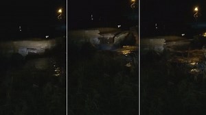 Shocked locals watch as Tadcaster Bridge collapses after floods