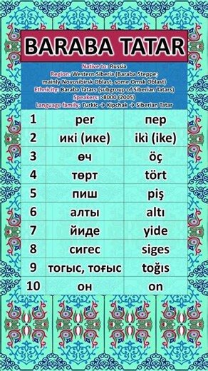 Numbers 1-10 in Baraba Tatar #languagelearning #rareLanguages