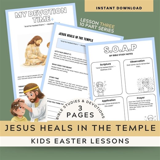 Jesus Heals in the Temple Kids Bible Study Worksheet | Easter Bible Lesson PDF (instant Download) - Etsy