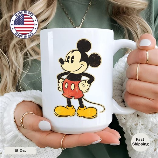 Retro Mickey Mouse Coffee Mug, Disney Mickey Cup, Vintage Disney World Souvenir, Magic Kingdom Gift, Classic Cartoon 15oz Cup - Etsy