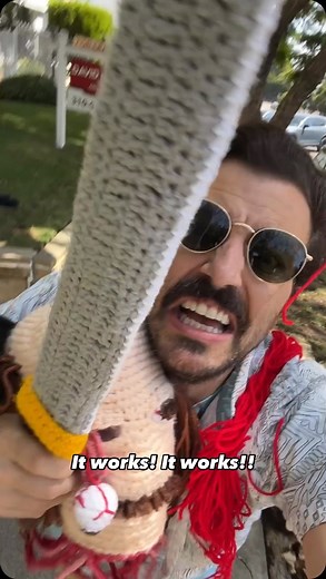 Brochet on Instagram: "My crocheted ninja sword is a head of its game 🥷🗡️ @ithinkthere4ilamb ‘s crocheted head to be specific 🧶💀👁️ Ninja Sword pattern is up on my Etsy(link in bio) But expect a sweet revised pattern with pics and all in the book! 📚 #crochet #crochethumor #ninja #sword #crochetersofinstagram #yarnlove"