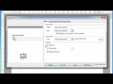 LibreOffice writer: crear un indice de un nivel