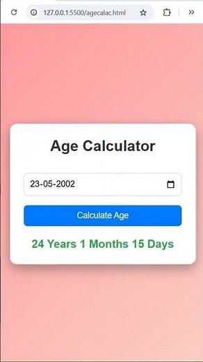 Build an Age Calculator Using HTML , CSS & JavaScript