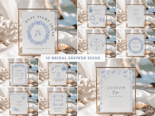 Coastal Theme Bachelorette Signs Bundle, Beach Bachelorette Party Signs, Last Toast on the Coast Signs, Coastal Seashell Martini Bach Signs - Etsy