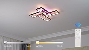 Modern Minimalist LED Flush Mount Ceiling Light Fixture - 50W Dimmable 3000-6000K Black with Remote & APP Control for Bedroom, Living Room, Kitchen, Balcony
