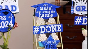 Yaaaaasss! 2025 Graduation Table Decorations 24Pcs Blue Graduation Centerpieces Sticks Table Toppers Congrats Grad Party Decoration Supplies