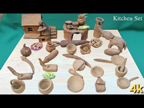 KITCHEN SET UNBOXING🍶🥗 "UNBOXING " Miniature Clay Kitchen Set/ Mini KitchenSet/Handmade KitchenSet