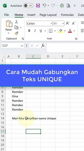 Cara mudah gabungkan teks Unik di Excel Kita mempunyai daftar nama-nama yang duplikat, akan kita gabungkan mari ketikkan fungsi textjoin dikombinasikan fungsi unik dan digabungkan dengan simbol dan #belajarexcel #microsoftexceltutorial #tutorialmsexcel #microsoftexcel #exceltricks #administrasi #stafadministrasi #tutorialexcel #exceltraining #latihanexcel #exceltips #exceltutorial #spreadsheettips #office365 #textjoin #unique | NewTutorial