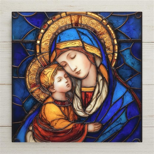 Madonna and Child Wall Art Ceramic Tile – Stained Glass Virgin Mary Religious Home Decor, Catholic Christian Wall Decor - Etsy