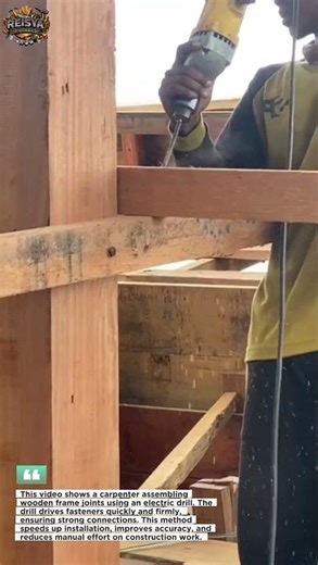 Installing Wooden Frame Joints Using an Electric Drill | Fast and Precise Carpentry Work