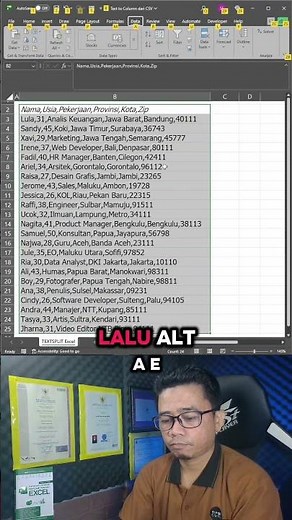 Cara Cepat Memisahkan data CSV di Excel pakai Text to Column #texttocolumn #texttocolumns #excel