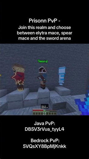 Java: DBSV3rVua_tyyL4 Regular: 5VQSXY8BpMjKnkk #minecraftbedrock #realms #mc #mcpe #pvp #javapvp