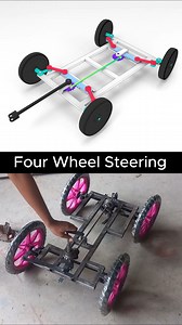 Four Wheel steering mechanism using bevel gears . #3ddesign #productdesign #automation #machine #mechanism #engineering #mechanical #mechanic | Breno Cruz