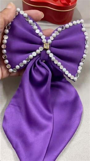 Elegant Embellished Tail Hair Bow 🎀 Handmade with Love ❤️#EmbellishedBow #TailHairBow #P.C