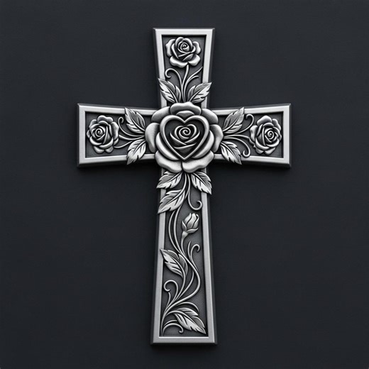 Floral Cross STL File With Rose Floral Motif Design 3D Print Model for CNC Router 3D Printer - Etsy