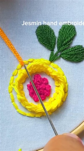 beautiful flower embroidery on handkerchief#stitch#diy#embroidery#success#art#daisy#diynstitch#yt