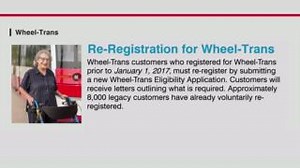 📢 Wheel-Trans Customer Update If you registered for Wheel-Trans before 2017, you must re-register by submitting a new Wheel-Trans Eligibility Application form. Apply by email, self-serve portal, fax, or mail. Alternative accessible formats are also available. Contact Wheel-Trans Customer Service at 416-393-4111 or email wtcs@ttc.ca if you have any questions. Learn more at http://bit.ly/3nVubwP 🚍 #TakeTheTTC #TTC | Toronto Transit Commission