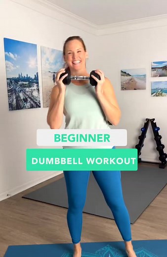 This workout is great to tone your body, especially if you're a beginner! You in for this beginner dumbbell workout?! 👇 💥 20 reps x 2 rounds💥 1️⃣Squat to Twist Press 2️⃣Twist to Press Out 3️⃣Alternating Dumbbell Row #dumbbellworkout #weightlossexercise #workoutfromhome #over40 #strengthtraining | Becky Fox