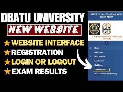 DBATU University New Website ✅|Interface|Login Or Logout|Registration|Exam Results✅ Dbatu new update