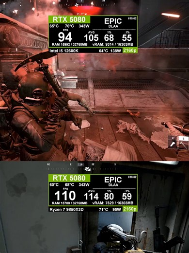 Tiny baby vs atom bomb at 4K epic setting with epic ray tracing. Prices include cpu, ram and motherboard. If you want to game at 4K don't overspend on your cpu 😭 #arcraiders #fpstest #4kgaming #rtx5080