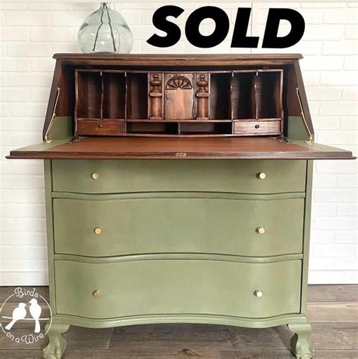 Sold***vintage Drop Front Secretary Desk/ Vintage Desk / Secretary Desk/ Vintage Secretary Desk/ Green Desk - Etsy