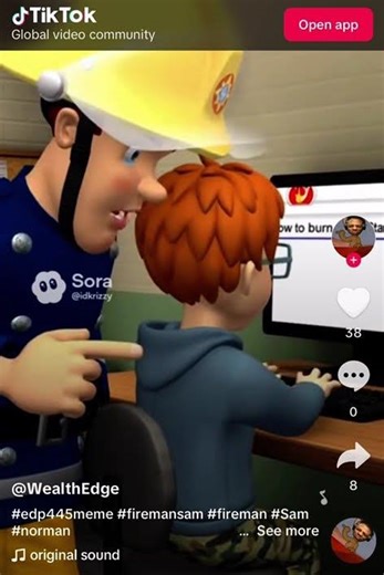 CGI Fireman Sam: Lost Episode - Norman types in “How to burn a fire station” on the computer 1