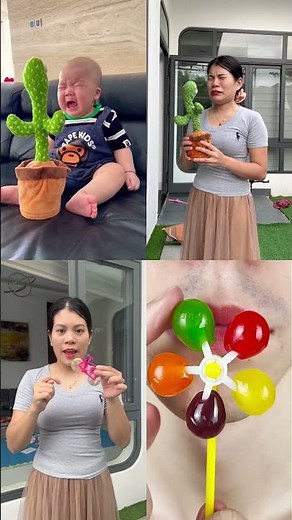 Talking Cactus Scares the Baby Then Spinning Candy ASMR 🌵🎤👶