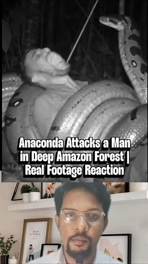 The mystery teller on Instagram: ""Anaconda Attacks a Man in Deep Amazon Forest | Real Footage Reaction | Mystery & Survival Explained . A shocking real-life mystery from the heart of the Amazon! 🐍 Watch as an Anaconda attacks a man deep in the jungle — was it real or staged? In this video, I react to one of the most spine-chilling survival encounters caught on camera. 🌿 Explore the truth behind this viral jungle mystery! Follow @mystrytells for more mysterious reactions, survival breakdowns, 