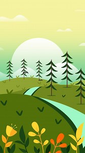 Motion graphic of spring landscape with trees and river Free Stock Video Footage