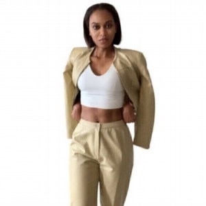 Carlisle Vintage Genuine Leather Two Piece Pants Suit Set