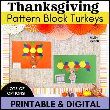 Pattern Block Turkeys K-1st Grade Thanksgiving Activities Digital & Printable