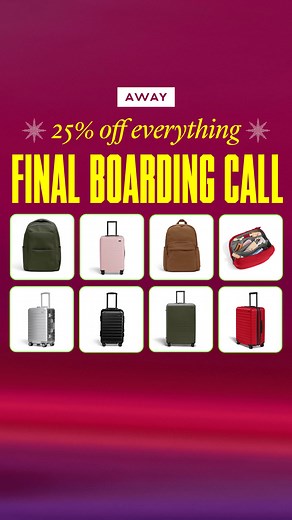 Our biggest sale of the year is ending soon, shop now before it’s gone. | Away
