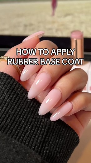 Let’s apply rubber base coat step by step💅🏻 #gelnails #diynails #softgelextensions #buildergel #rubberbasecoat #nails