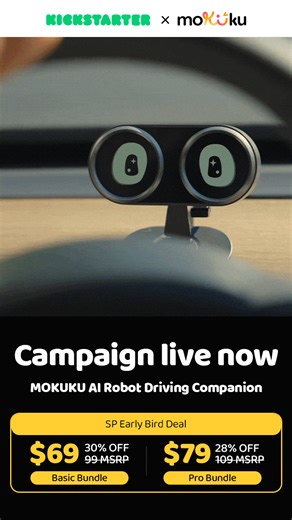 🚗 MOKUKU AI Robot Driving Companion Your smart, expressive co-pilot that makes every drive more connected and fun. ✨ Real-Time Driving Data — Speed, RPM, mileage, and more, all displayed at a glance. 🎨 Customizable Shells — Change or design your own for a style that’s uniquely yours. 👀 Dynamic Display & Festive Animations — Reacts to your driving and celebrates every moment. 🔥 Enjoy up to 30% OFF early-bird deals — limited time only! 👉 Back MOKUKU on Kickstarter and make your drive truly yo