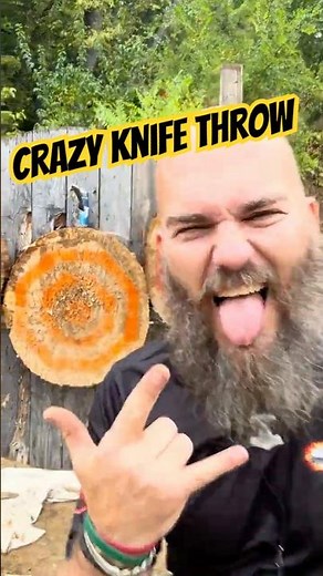 World champion knife thrower plays and pulls of a crazy trick shot