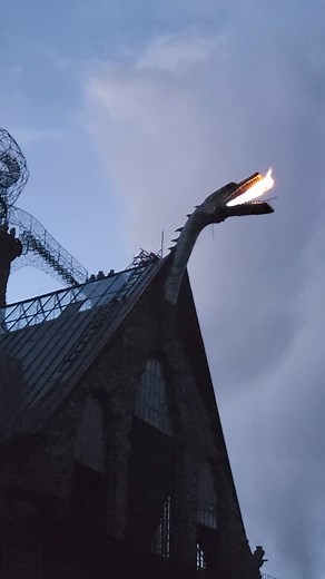 The dragon lives!!! Bishop Castle, the world's largest one-man project, started in 1969 by Jim Bishop, has a fire-breathing dragon! Over 20 years ago, Jim installed a hot air balloon burner in the mouth of the dragon, and it breathed fire for the crowds until about 1999 when it stopped working. It remained inoperable... until now. An old friend of the castle, Randy from Florida, decided he'd like to install a fire cannon and get it going again. Thanks to him, the dragon lives! Video taken May 27