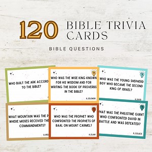 120 Bible Trivia Cards | Bible Trivia Questions | Printable Bible Trivia | Church Bible Games | Printable Christian Games - Etsy