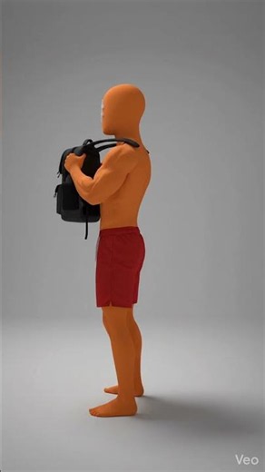 3D character lifting backpack