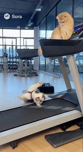 Husky Puppy Runs Too Fast! Munchkin Cat Presses Buttons and Sends Him Flying! 🐾😂#cctv #cute #lol