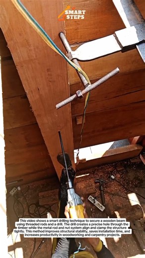Smart DIY Wood Beam Drilling Trick for Faster Carpentry ⚡🪵
